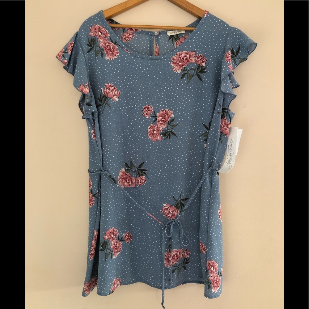 Maternity top blue floral shirt NWT XL blouse floral NWT maternity shirt blue